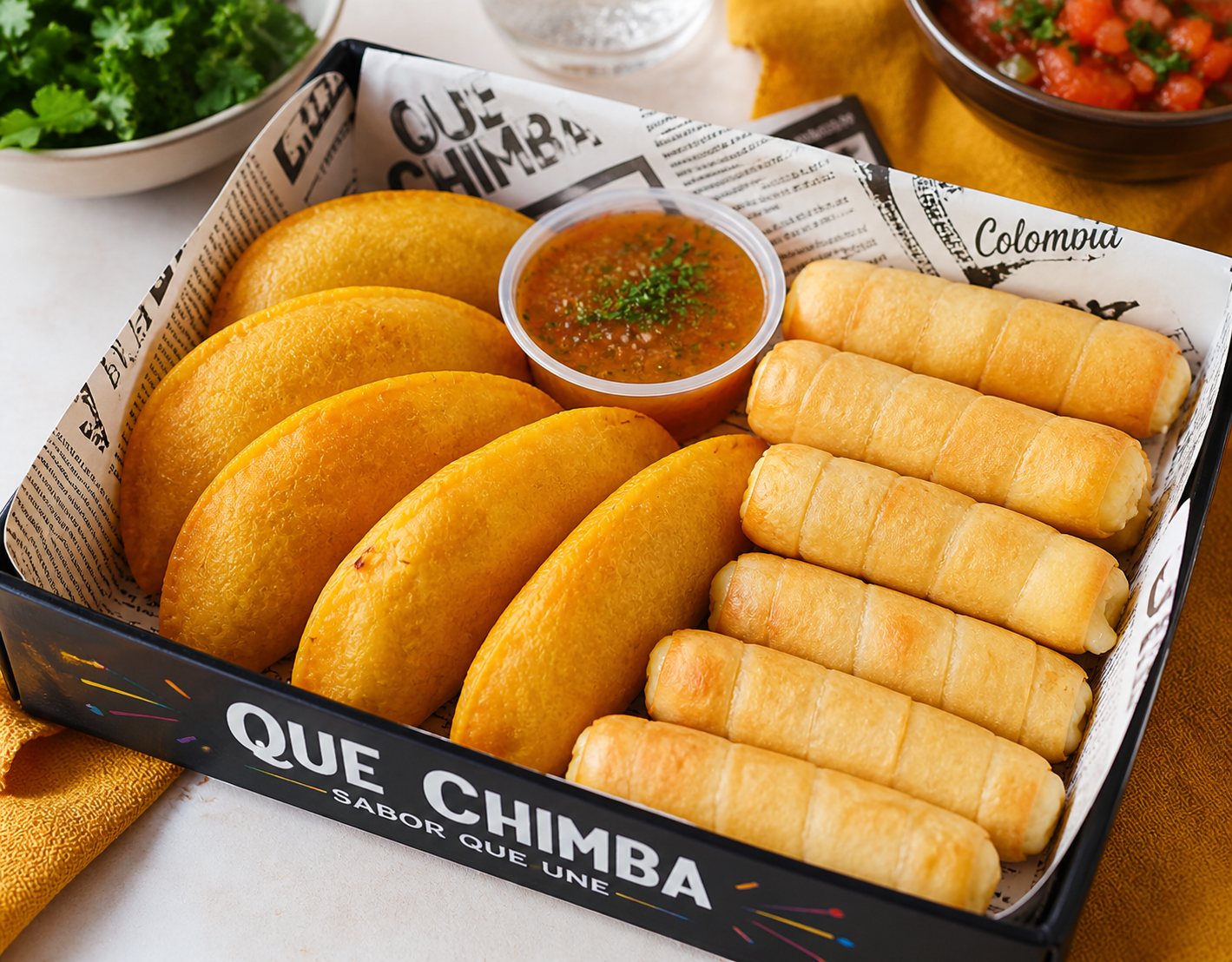 LATINO TRY-OUT BOX! 8 empanaditas + 8 cheesy tequeños  + sausje